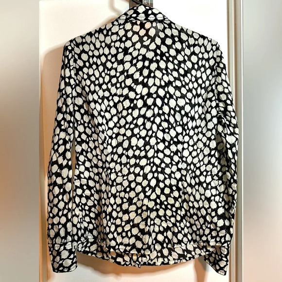 Tory Burch Long Sleeve Button Down Animal Print Cotton Shirt Size 6 - Picture 2 of 8